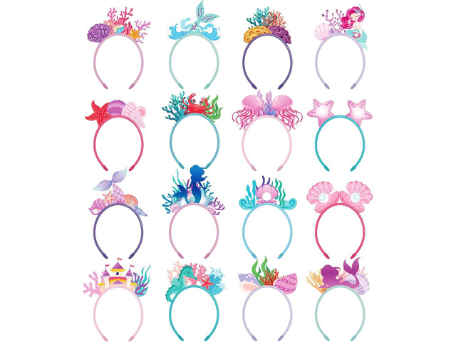 Blosssound 16 Pieces Mermaid Headbands Bulk Felt Under the Sea Hair Accessories Sea Animal Headdress Underwater Headband Bulk for Mermaid Ocean...
