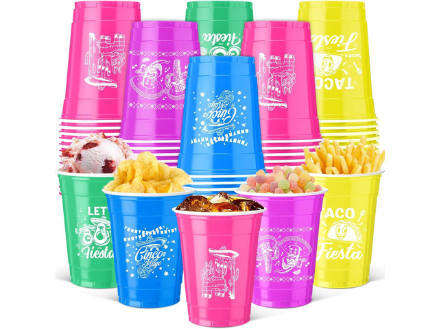 Vesici 100 Pcs 12oz Fiesta Graduation Party Decorations Disposable Plastic Cups Mexican Graduation Drinking Cups Taco Bout a Grad Party Supplies...