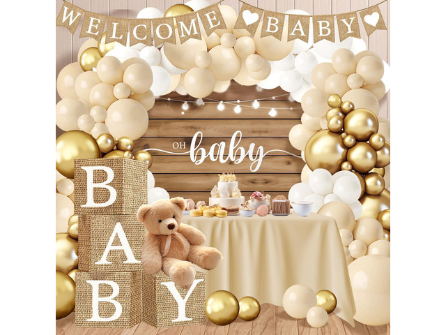 Boho Baby Shower Decorations for Girl, Boho Baby Shower Party Supplies - BOHO Balloon Garland Arch Kit, Baby Boxes with Letters, Welcome Baby...