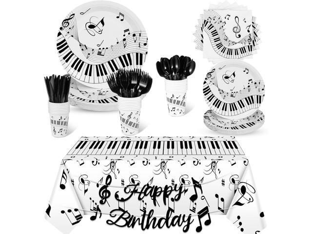 Tioncy 171 Pieces Musical Party Supplies Disposable Musical Notes Tableware Set Serves 24 with Plates Napkins Cups Banner Plastic Musical...