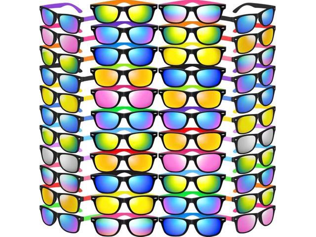 Oleitodh 48 Pack Kids Sunglasses Party Favors 12 Colors, Kid's Neon Sunglasses Bulk, Childrens Sun Glasses Boys Girls Pack for Goody Bag Fillers.