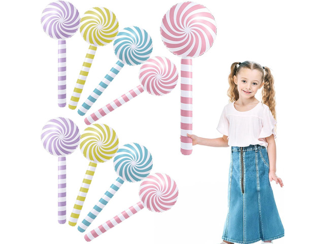 Foilswirl 8 Pcs Giant Pastel Lollipop Balloons PVC Inflatable Candy for Kids 33 Inch Candycane Theme Inflatable for Back to School Girls Ice Cream...