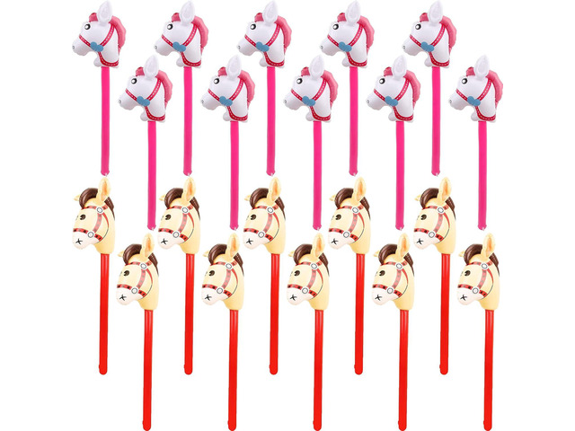 20 Pcs 40 Inch Horse Inflatable Stick Inflatable Cowboy Cowgirl Pony Stick Horse Head Stick Balloon for Christmas Birthday Pool Horse Theme Party...