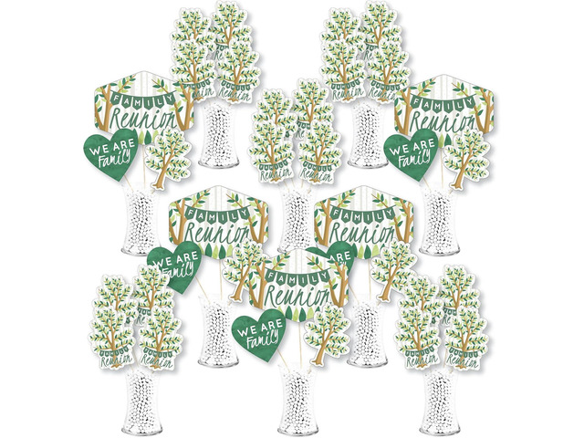 Big Dot of Happiness Family Tree Reunion - Family Gathering Party Centerpiece Sticks - Showstopper Table Toppers - 35 Pieces