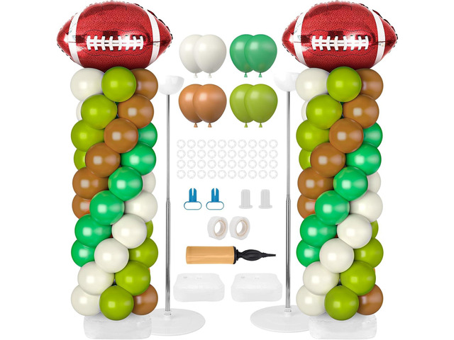 2 Sets Football Balloon Column Stand Kit Football Balloon Arch with Adjustable Stands Tower Kit 100 Latex Balloons Foil Balloons for Football...