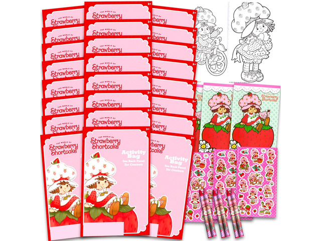 Strawberry Shortcake Party Favors Set for Kids - Bundle with 24 Mini Strawberry Activity Packs Coloring Book, Stickers, More Strawberry...