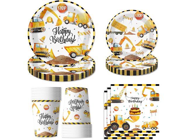 96PCS Construction Birthday Party Supplies,Construction Party Decorations Includes Plates, Cups, Napkins, Truck Construction Themed Birthday Party...