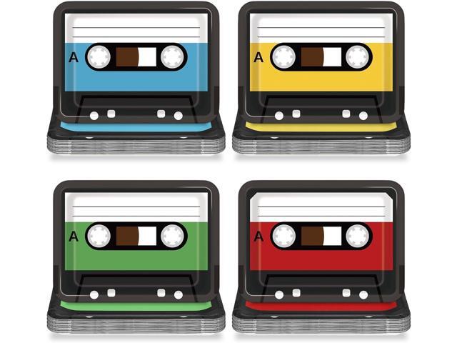 40PCS Cassette Tape Plates 70s 80s 90s Party Decorations 10 x 7 Inch Retro Square Paper Plates Tableware Music Themed Party Disposable Dinnerware...