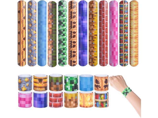 24 Pcs Pixel Party Favor - Pixel Slap bracelets, Birthday Decorations Party Supplies, Exchanging Gifts Classroom Prizes, Game Theme Decorations (12...