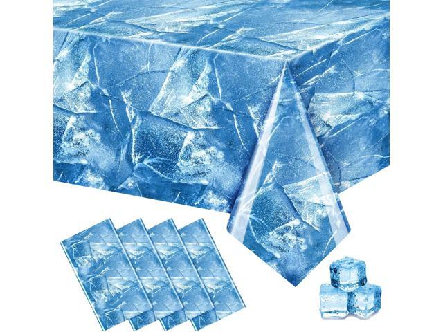FuWeave 4 Pcs Ice Birthday Decorations Tablecloth 54 x 108 Inch Ice Tablecloth for Summer Party/Under Sea/Ocean Theme Party Decor Anime Character.