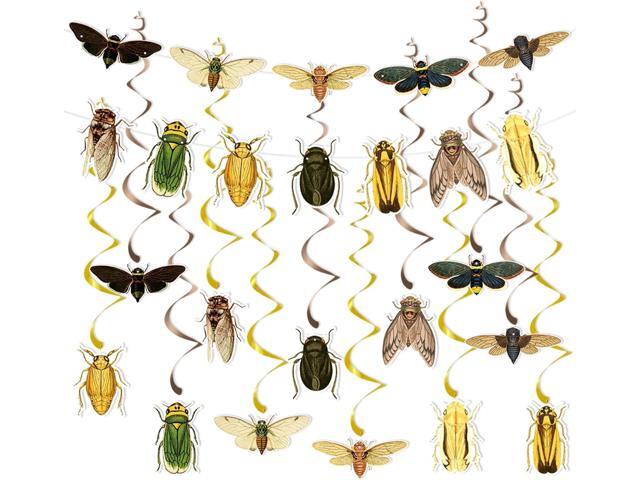 12 Pcs Bug Hanging Swirls 2 Pcs Insect Banners for Bug Party Decorations Insect Birthday Party Supplies