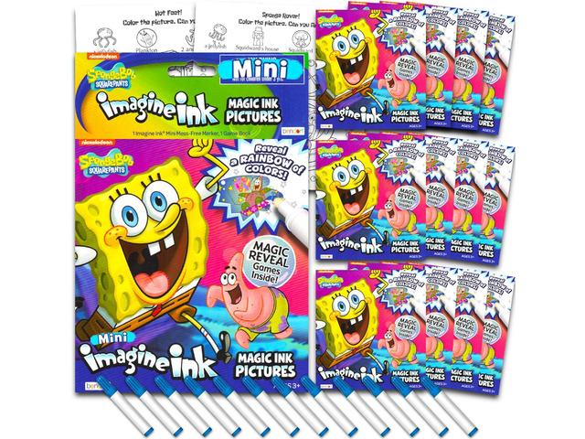 Spongebob Imagine Ink Coloring Book Set - SpongeBob Squarepants Party Supplies Bundle Includes 12 No-Mess Magic Ink Activity Books Spongebob...