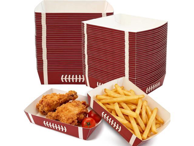 50 Pcs Large Football Paper Food Trays, No Assembly Required Disposable Serving Bowls, Football Party Favors & Supplies for Snacks French Fries...