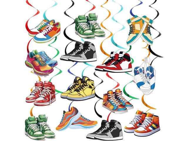 24Pcs Sneaker Hanging Swirls, Sneaker Party Decorations, Sneaker Shoes Ceiling Swirls Streamer Decorations for Sport Shoes Birthday Baby Shower...