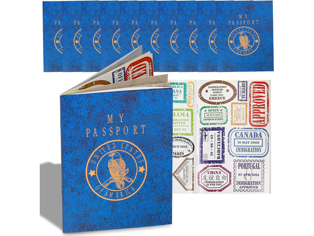 Playbees Passport Sticker Book for Boys and Girls - 12 Pack - Pad of Famous Places Motivational Treats, Party Favors, Game Prizes, Wall Decals,...