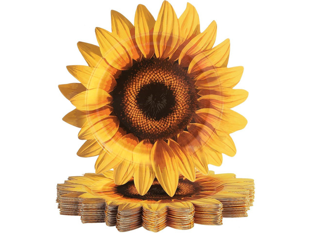 Naozinebi 50 Pcs Sunflower Paper Plates Sunflower Shaped Plates Sunflower Baby Shower Party Supplies Sunflower Print Theme Plate for Birthday Baby...