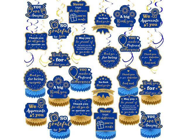36 Pcs CNA Week Appreciation Party Decoration We Appreciate You Table Honeycomb Centerpieces Thank You Hanging Swirls Banner for Nurse CNA RN...