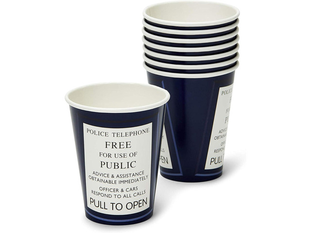Doctor Who Tardis Party Cups - 8-Piece 9Oz Paper Cup Set - Tardis Police Call Box Door - Themed Tableware Party Decorations - Space & Time Travel...
