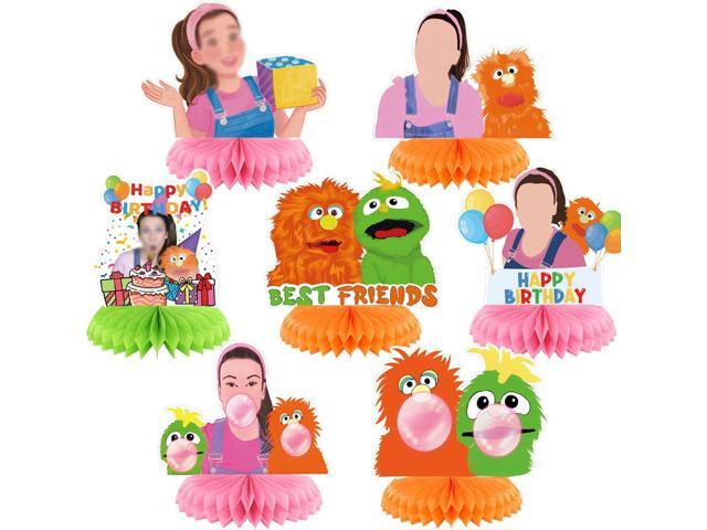 Rachel Girls Party Decorations Honeycomb Centerpiece, 7 Pieces English Teacher Theme 3D Double Side Cake Toppers Table Centerpieces, Photo Backdrop.