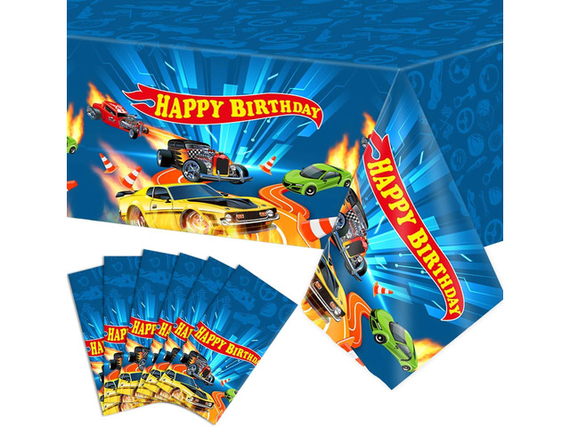 6Pieces Hot Car Themed Plastic Tablecloth Hot Race Car Birthday Party Plastic Table Covers for Kids Boys Racing Car Birthday Baby Shower Party...