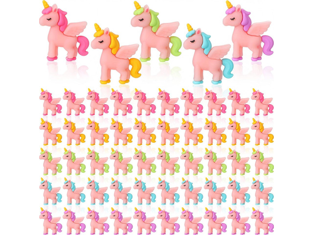 Thyle 50 Pcs Mini Unicorn Figurines Miniature Unicorn Cake Toppers Tiny Flying Horse Figure for DIY Moss Landscape Dollhouse Birthday Party...