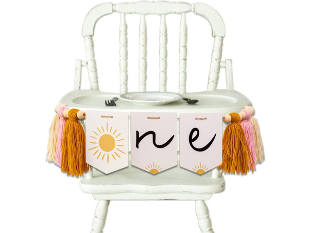 ZAIBIANHAO Sunshine 1st Birthday High Chair Banner - First Trip Around the Sun Birthday Party Decoration,Boho Sun ONE Highchair Banner,Sunshine...
