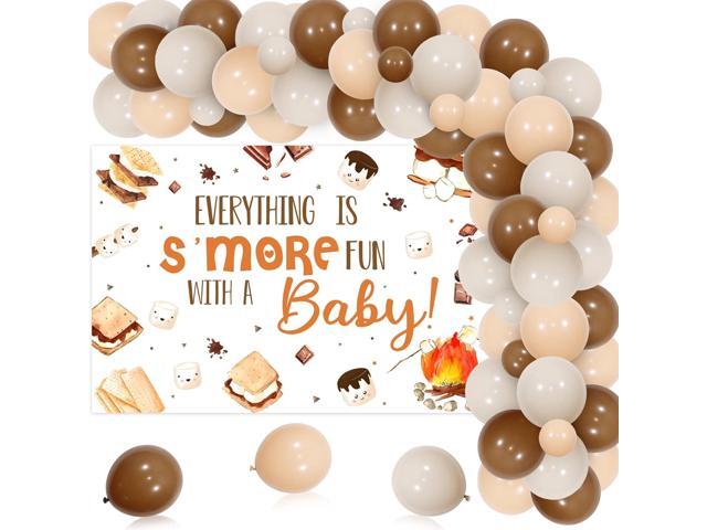 Sursurprise SMores Party Decorations, SMore Baby Shower Backdrop Balloon Garland Arch Kit, Camping Campfire Camper Party Supplies