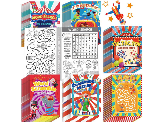 Hungdao 48 Pcs Circus Carnival Mini Activity Books for Boys Girls Circus Carnivals Party Favors Games Include Mazes, Word Search, Find Difference...