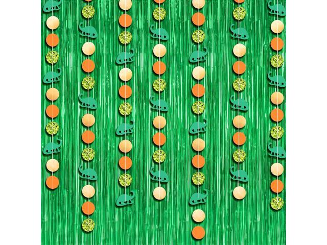 Cheerland Dino Party Decorations Green Tinsel Foil Fringe Curtain Dinosaur 1st Birthday Party Photo Backdrop Jurassic Themed Garland Streamers.