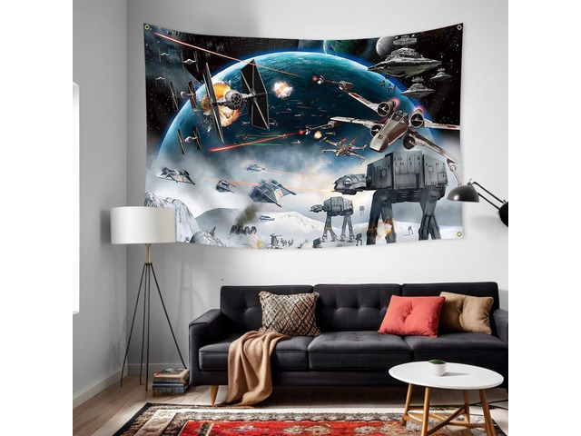 4x6FT Outer Space Galaxy Wars Kids Birthday Decorations Banner Tapestry Photo Backgrounds Party Supplies Black Stars Science Fiction Polyester...