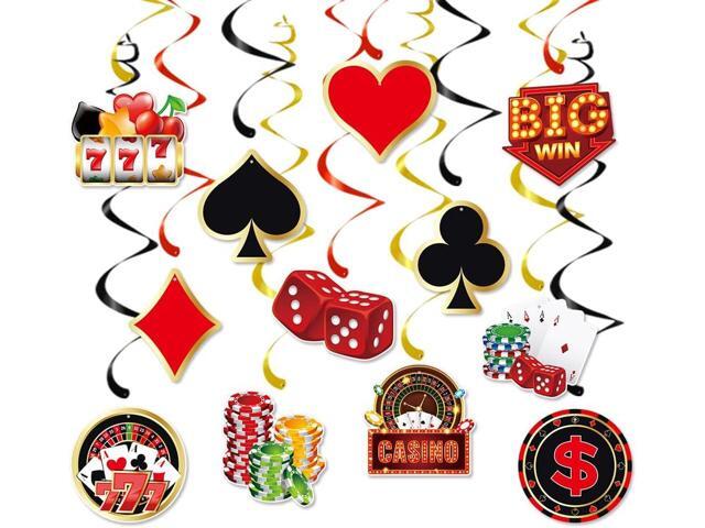 12 PCS Casino Theme Hanging Swirls Decorations, Gambling Idea Spiral Ornaments, Las Vegas Poker Games Party Supplies, Ceiling Hangings for Casino...