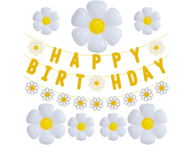 33pcs Daisy Birthday Banner Balloons Decoration,Daisy Flower Wedding Party Supplies