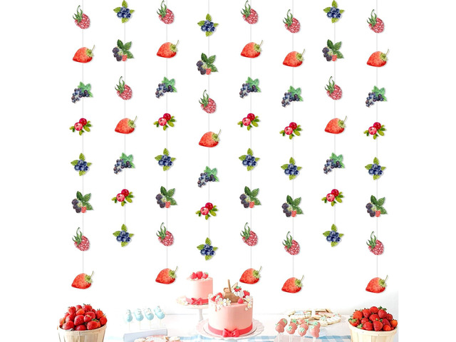Berry Party Banner Streamers Berry Party Decoration Berry Party Hanging Decorations Strawberry Blueberry Party Decor Berry Birthday Party Supplies...