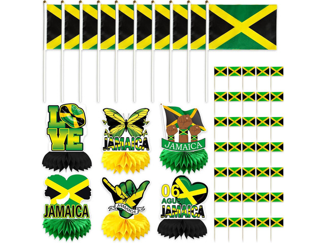 Jamaican Party Supplies Decorations Jamaica Independence Day Party Honeycomb Centerpiece Table Toppers for Jamaican Festival Decor Jamaican Party...