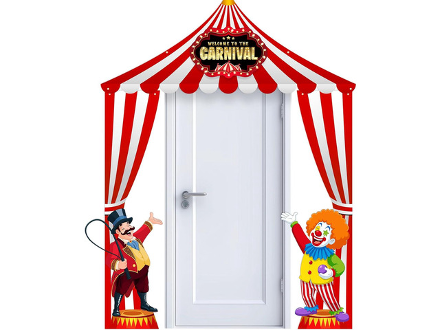 Peryiter 3 Pcs Carnival Door Decorations Circus Tent Banner Welcome to The Carnival Entryway Party Decor for Festive Birthday Baby Shower Photo...