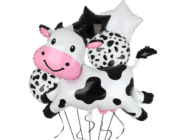 Big Cow Foil Balloons Giant Cow Shape Mylar Balloon Baby Shower Girl Boy One 1st 2nd Birthday Decoration Barnyard Farm Animal Western Cowboy Theme...