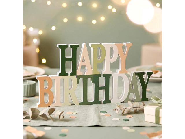 Novabright Happy Birthday Sign Centerpieces for Table Birthday Party Decorations for Women Bday Birthdays Themed Celebration Party Supplies(Sage.