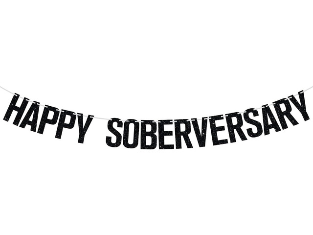 Happy Soberversary Banner, Happy Sober Anniversary Decor, Happy Sobriety, Celebrate Recovery Party Decorations Supplies (Black)