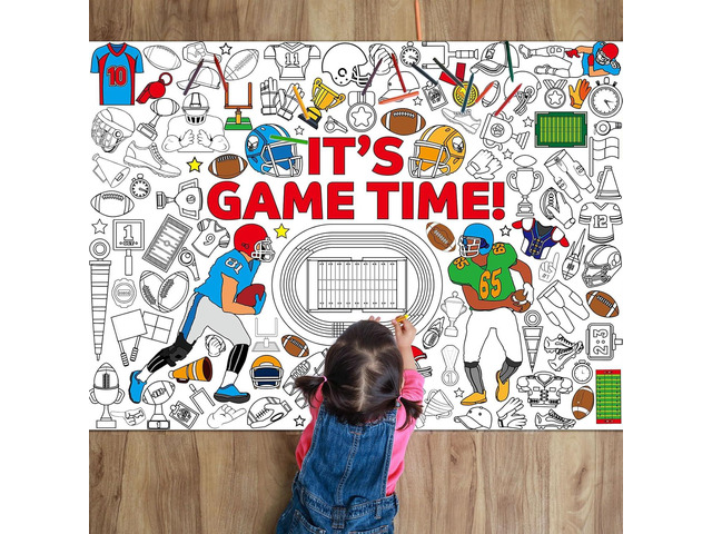Football Coloring Poster for Kids Fall Giant Coloring Poster Large Rugby Super Football Coloring Tablecloth Autumn Jumbo Coloring Books for Kids...