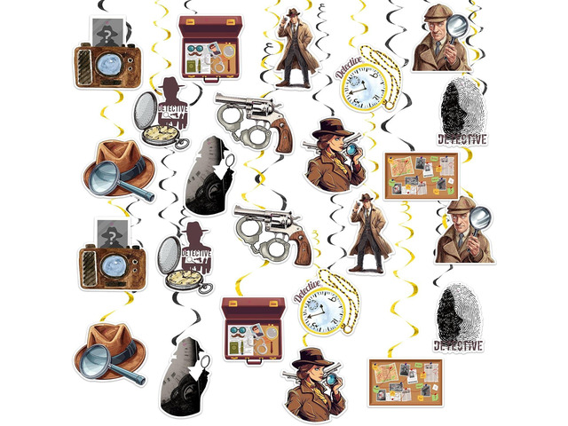 24 PCS Detective Hanging Swirl Decorations Detective Ceiling Streamers Hanging Decorations Detective Party Decorations for Detective Birthday Party...