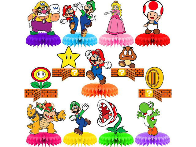 Honeycomb Centerpiece Super Brother Themed Party Supplies Birthday Party Decoration (13 Pcs)