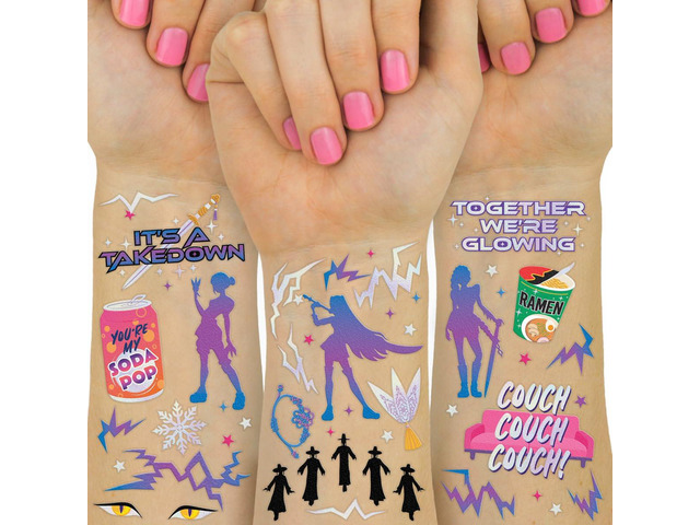 xo, Fetti Pop Star Tattoos - 68 Temporary Tattoos Iridescent Foil, Purple Glowing Design, Kids Party Supplies, Birthday Favor, Demon, Golden,...