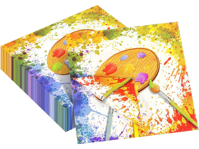 40 Pack Art Party Decorations Napkins, 13 x 13 Inches Paint Party Napkins for Birthday Party Supplies Art Paint Paper Napkins Art Party Table...