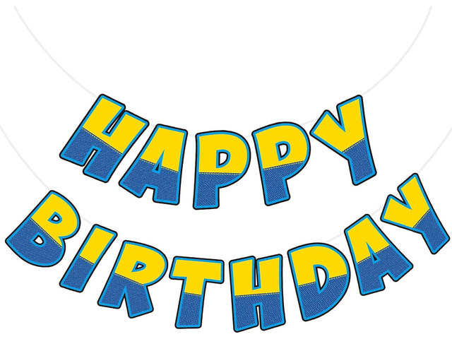 Funrous Cartoon Birthday Party Decorations Happy Birthday Banner Hanging Garland for Cartoon Party Decor Photo Backdrop Supplies(Yellow and...
