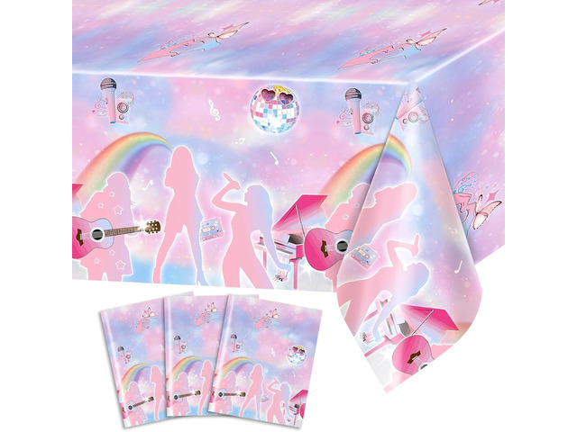 Avezano 3 pcs Music Birthday Tablecloths Popular Music Birthday Tablecover Pastel Bday Party Decorations Singer Fans Plastic Rectangle Tablecloth...