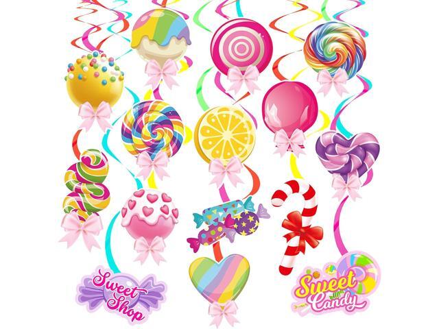 20Pcs Candyland Hanging Swirl Decorations Candy Party Hanging Swirls Colorful Lollipop Hanging Decorations Sweet Candy Decorations for Candyland...