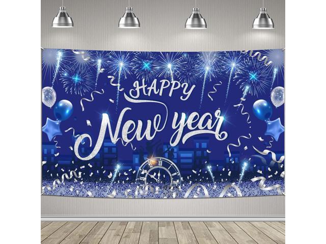 HOWAF Happy New Year Banner, New Year Decorations 2026 Backdrop Banner for New Years Eve's Party Supplies 2026, City Night New Years Background...
