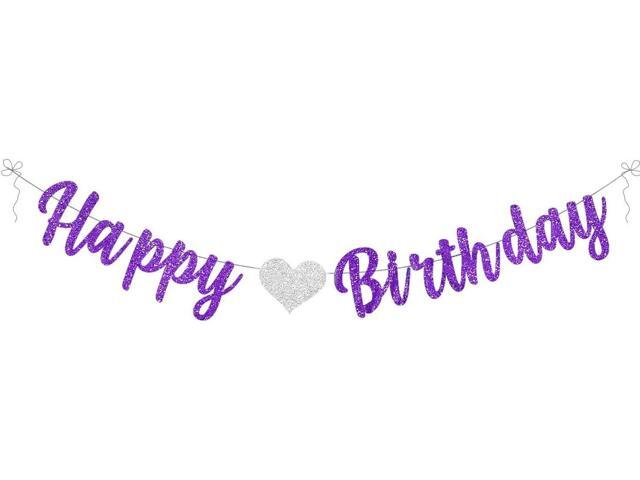 Birthday Banner Purple For Girls Women,Purple Glitter Birthday Party Decorations,Large Hanging Letter Garland Photo Backdrop Party Supplies
