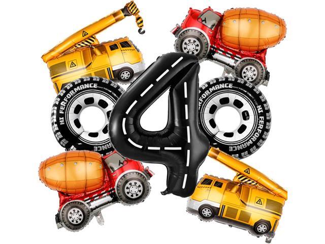 Construction Balloons 4rd Birthday Decorations for Boys 40inch Number 4 Balloons Truck Foil Balloon for Construction Birthday Party Decorations...