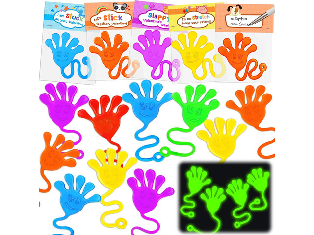 Thremhoo 30PCS Glow in the Dark Sticky Hands Party Favors for Kids Birthday Supplies Goodie Bag Stuffers Easter Egg Fillers Classroom Treasure Box...